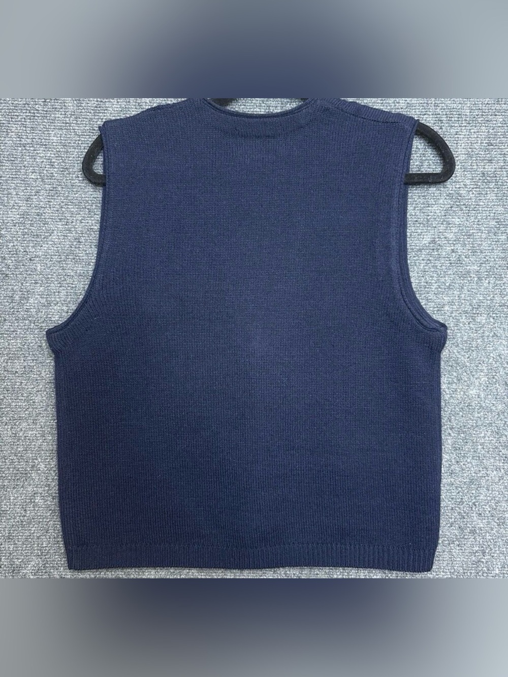 Sag Harbor Cable-Knit Sweater Vest, Navy Blue, Button Front, Acrylic, M - Picture 3 of 5